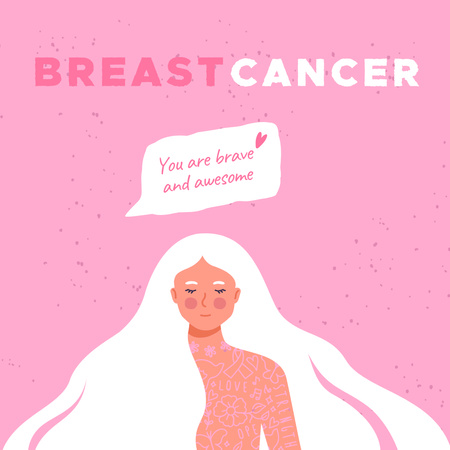 Plantilla de diseño de Concientización sobre el cáncer de mama en rosa Instagram 