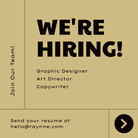 Hiring Announcement with Retro Style Font Instagram Design Template