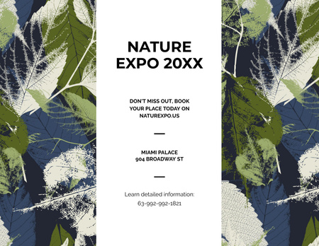 Nature Exposition Announcement with Illustration of Leaves Flyer 8.5x11in Horizontal Design Template
