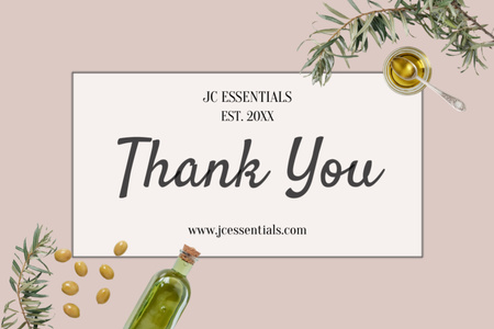 Thankful Phrase with Olive Oil Bottle Postcard 4x6in Design Template