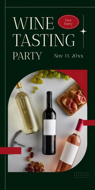 Template di design Party with Fine Wine Tasting and Snacks Graphic