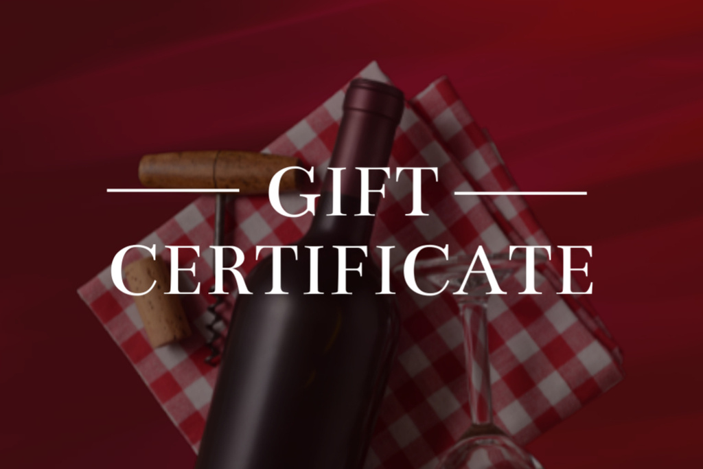 Wine Tasting Announcement with Bottle on Table Gift Certificate tervezősablon
