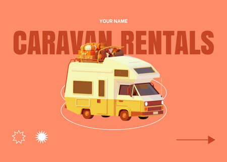Platilla de diseño Caravan Rental Service for Family Travel on Peach Flyer 5x7in Horizontal