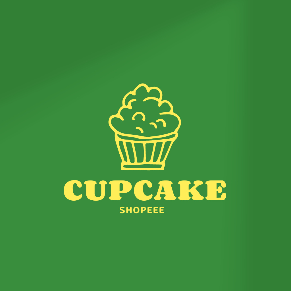 Template di design Ad of Bakery with Illustration of Cupcake Logo