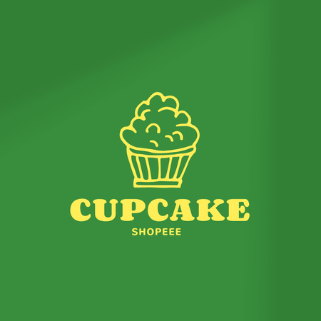 Ad of Bakery with Illustration of Cupcake Logo Design Template