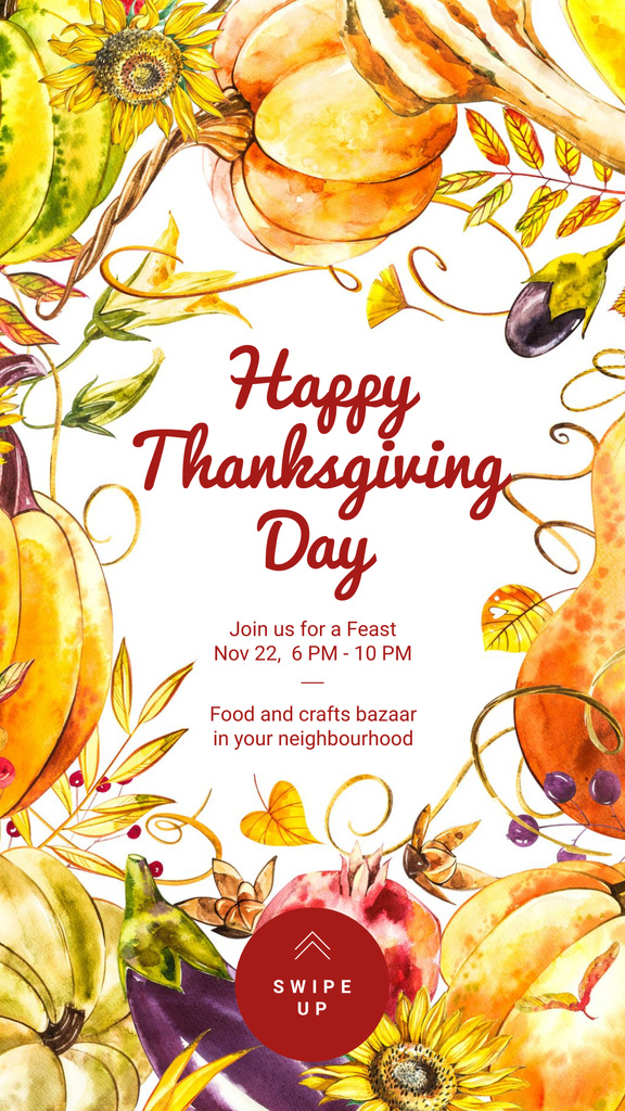 Designvorlage Thanksgiving feast in Pumpkins Frame für Instagram Story