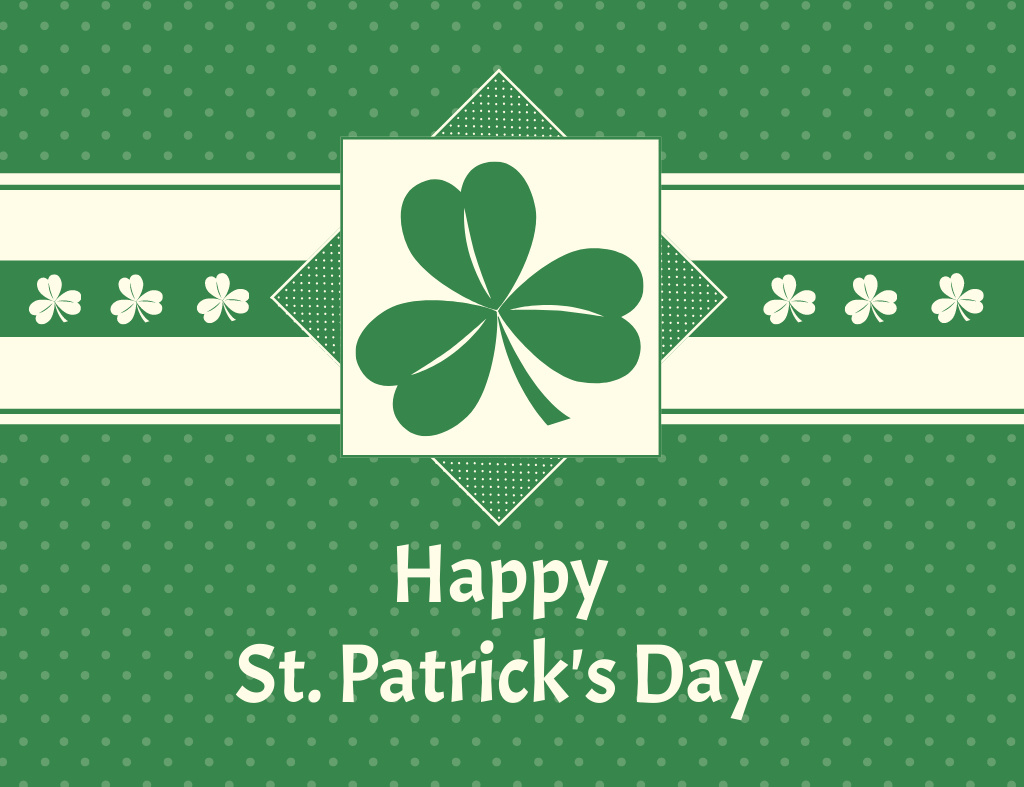 St. Patrick's Day Greeting on Polka Dot Pattern Thank You Card 5.5x4in Horizontal Modelo de Design