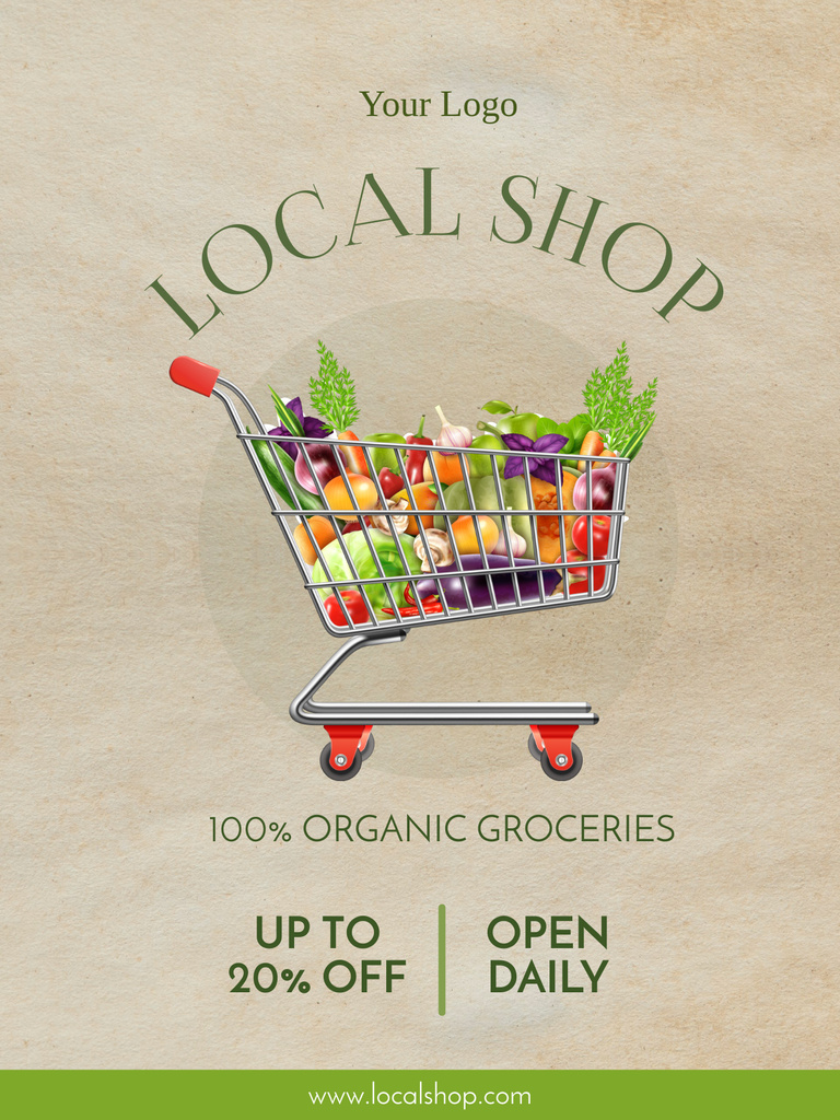 Local Organic Food Store Ad Poster US tervezősablon