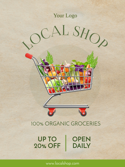 Local Organic Food Store Ad Poster US Πρότυπο σχεδίασης