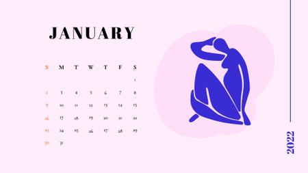 Creative Illustration of Female Silhouette Calendar Design Template