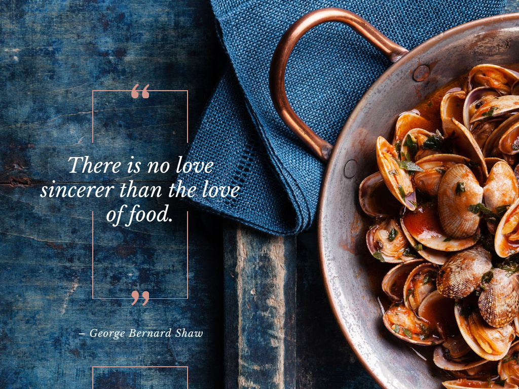 Citation about Food with Mussels Presentation Design Template
