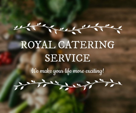 Catering Service Offer with Vegetables on Table Medium Rectangle Design Template