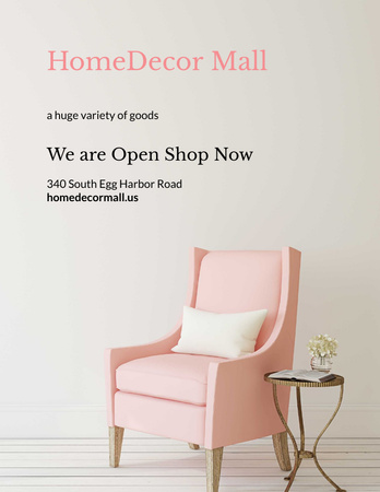 Furniture Store Ad with Fashionable Modern Pink Armchair Flyer 8.5x11in Šablona návrhu