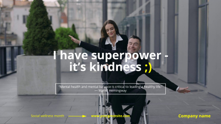 Phrase about Kindness with Disabled Person Having Fun Full HD video Design Template
