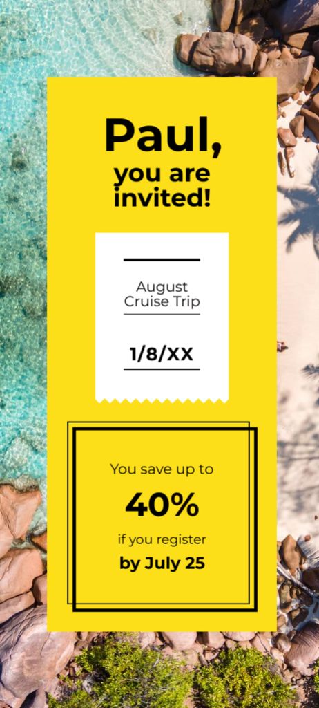 Summer Trip Offer With Discount Invitation 9.5x21cmデザインテンプレート