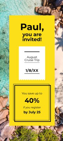 Cruise Trip Offer With Discount Invitation 9.5x21cm Design Template