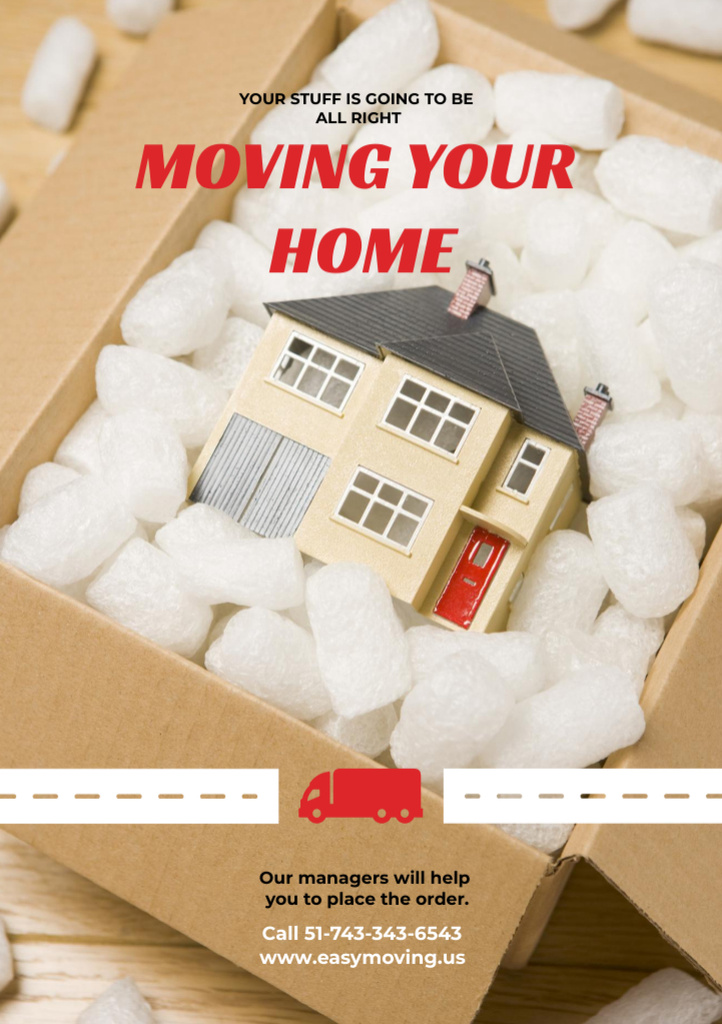 Home Moving Services Ad with House Model Flyer A5 Design Template