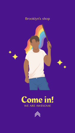 LGBT Shop Ad with Man holding Flag Instagram Video Story Design Template
