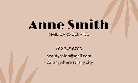 Ontwerpsjabloon van Business Card 91x55mm van Nail Bar Ad with Photo of Female Hand