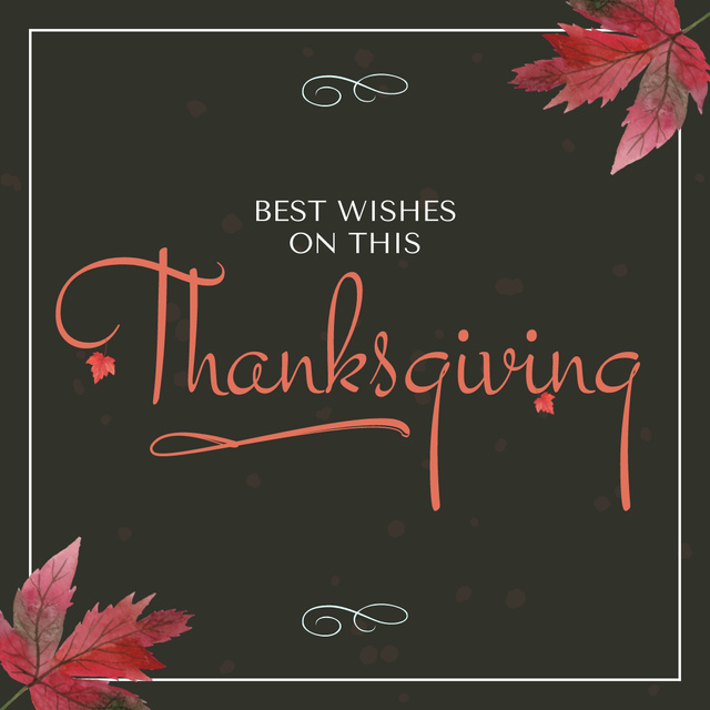 Thanksgiving Day Congrats With Maple Leaves Animated Post Design Template