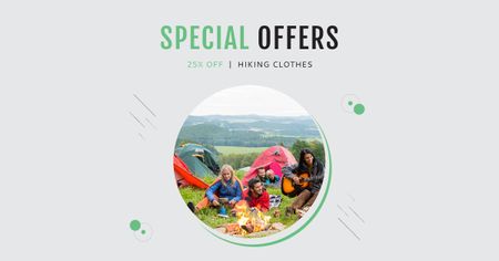 Ontwerpsjabloon van Facebook AD van Hiking Clothes Discount Offer