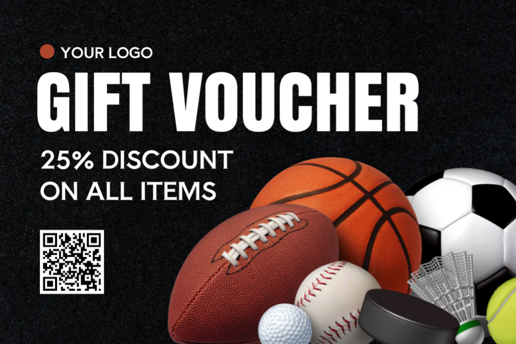 Sports Store Discount on All Items Gift Certificate Tasarım Şablonu