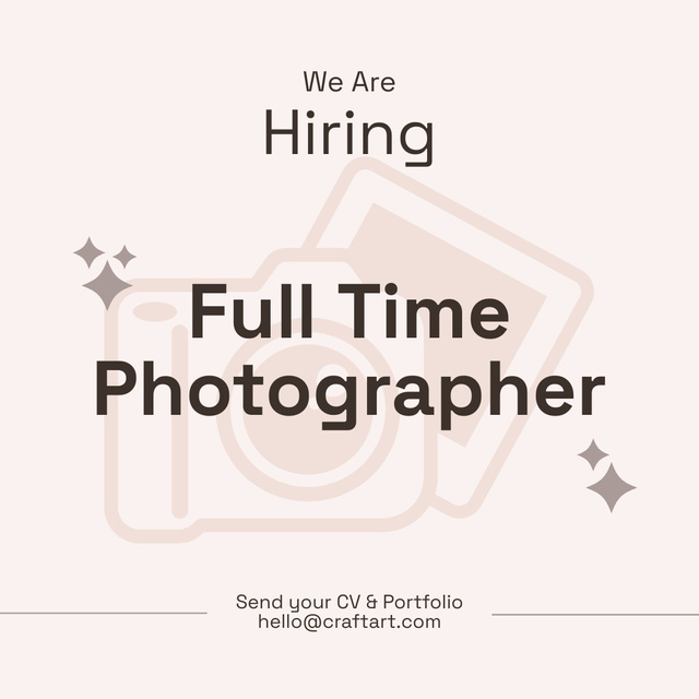 Full Time Photographer Vacancy Instagram Πρότυπο σχεδίασης