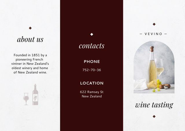 Tasting Announcement with White Wine Bottle Brochure Design Template