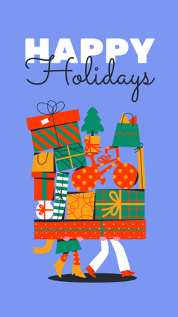 Plantilla de diseño de Winter Holidays Greeting with Festive Gifts Instagram Video Story 