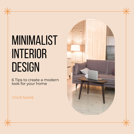 Minimalist Interior Design Peach Instagram AD Design Template