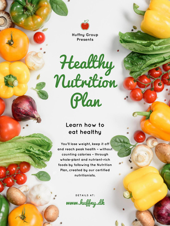 Healthy Nutrition Plan with Raw Vegetables Poster US tervezősablon