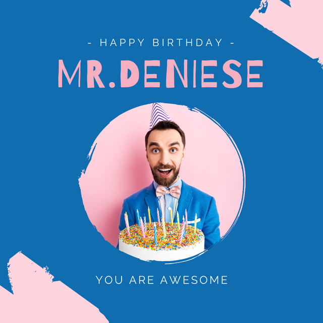 Designvorlage Bright Birthday Holiday Celebration with Young Guy für Instagram