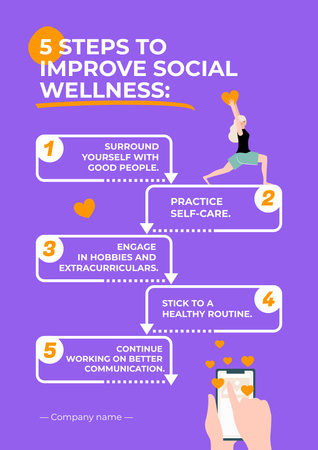 Improving Social Wellness on Purple Poster Design Template