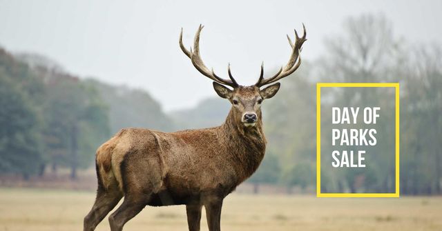 Day of Parks Sale Announcement with Deer Facebook AD Design Template