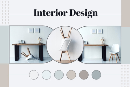 Ergonomic Design of Home Office Beige Mood Board – шаблон для дизайну