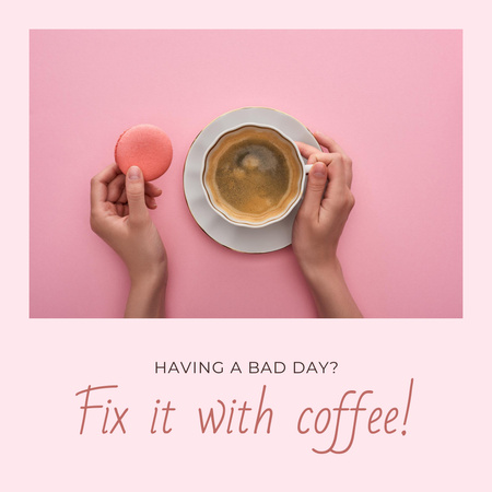 Platilla de diseño Cup of Coffee and Yummy Macaroon Instagram