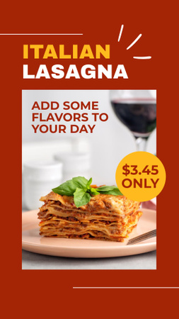 Designvorlage Offer of Delicious Italian Lasagna für Instagram Story