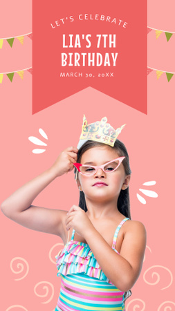 Cheerful Birthday Announcement With Happy Child Instagram Story Design Template
