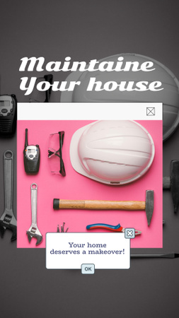 Modèle de visuel Services de réparation et de construction à domicile avec des outils professionnels - Instagram Video Story