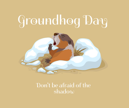 Groundhog Day Announcement with Funny Animal Facebook tervezősablon
