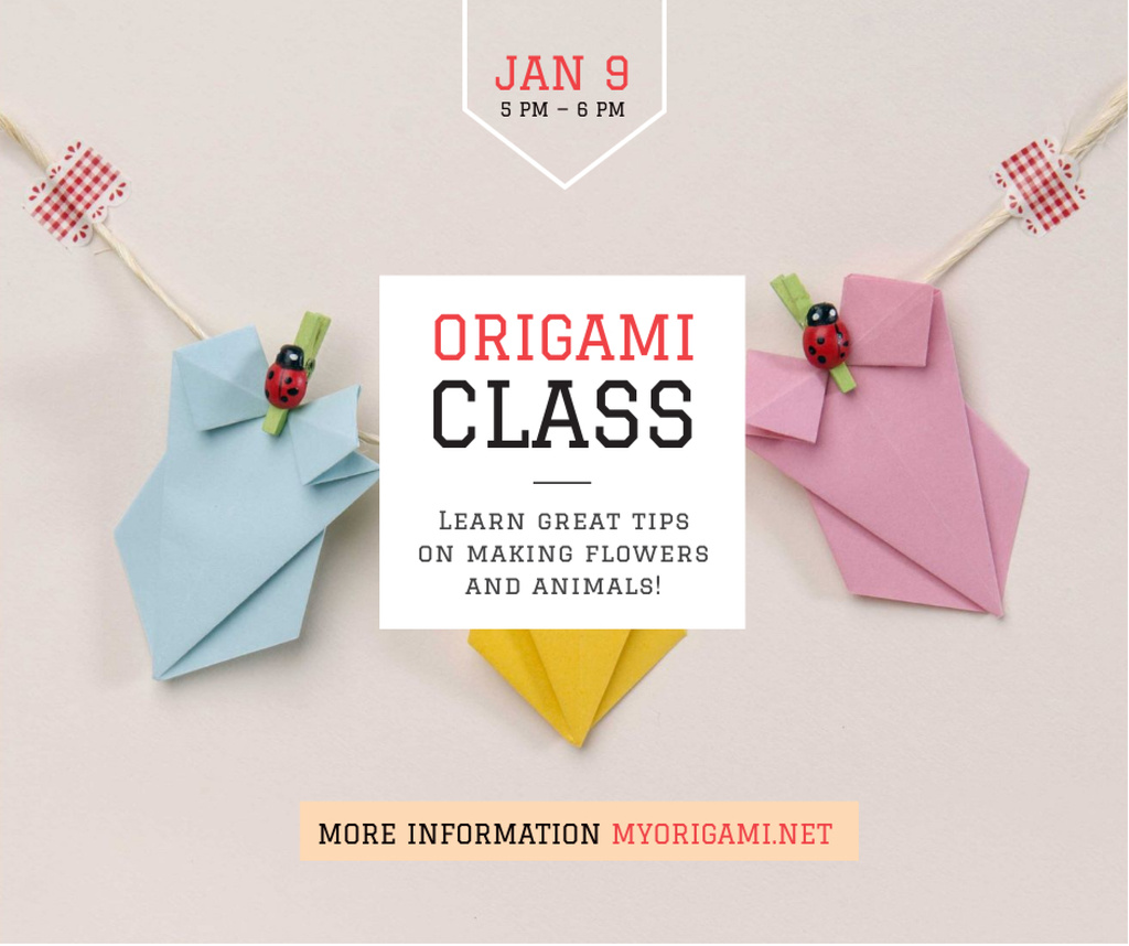 Plantilla de diseño de Origami Classes Invitation Paper Garland Facebook 