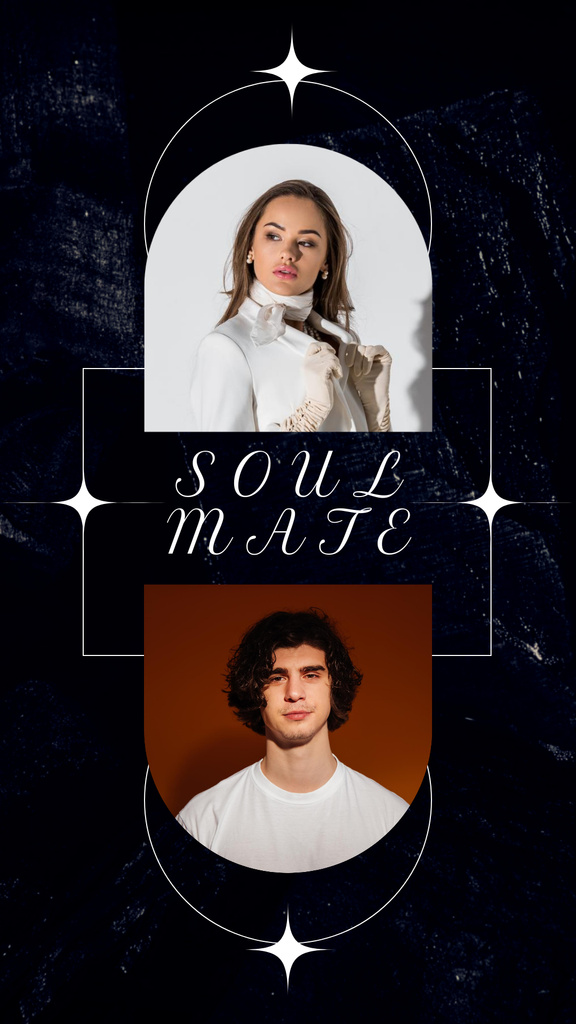 Find Your Soulmate with Man and Woman Instagram Story Modelo de Design
