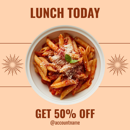 Lunch Menu with Cooked Italian Pasta Instagram Design Template