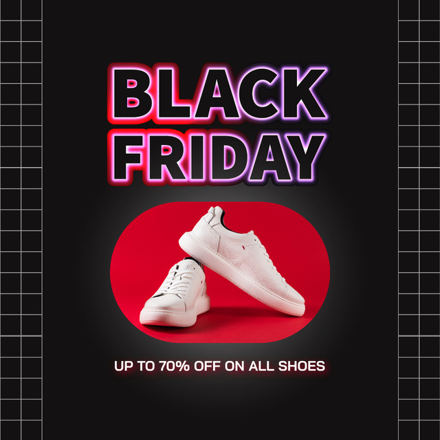 Black Friday Sale of Various Stylish Sneakers Animated Post tervezősablon