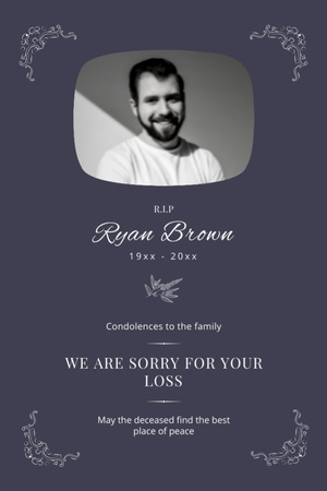 We Are Sorry for Your Loss Postcard 4x6in Vertical Design Template
