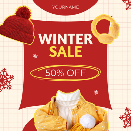 Seasonal Sale Offer for Warm Winter Clothing Instagram AD Design Template