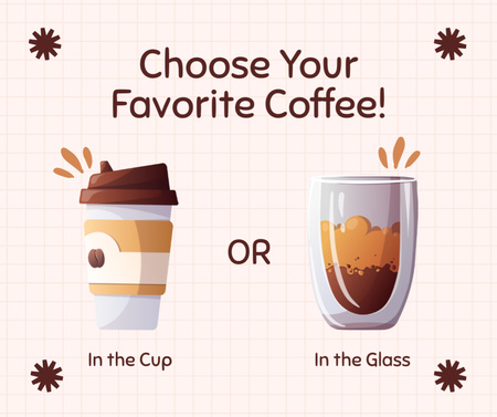 Coffee Shop Offer Choice In Glass Or Paper Cup Facebook Design Template