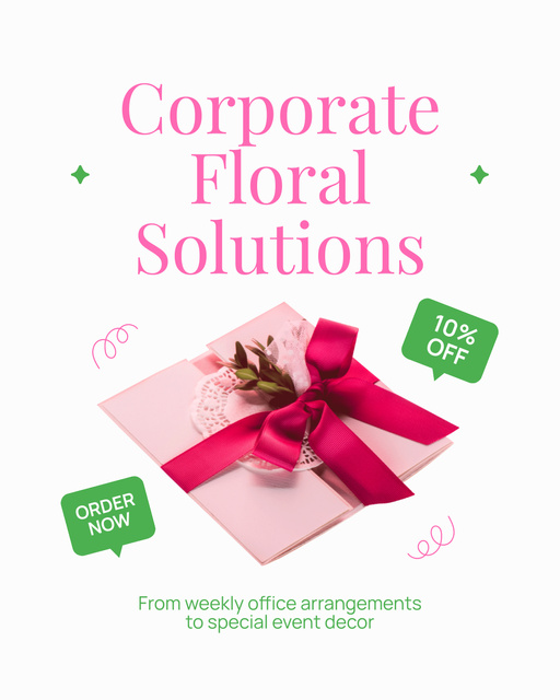 Discount on Corporate Flower Solution with Cute Envelope Instagram Post Vertical Design Template