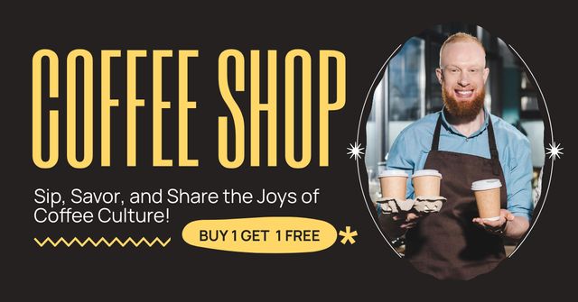 Excellent Coffee Made By Barista With Promo Offer Facebook AD – шаблон для дизайну