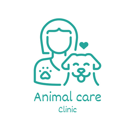 Állatgondozási klinika kék ikonnal Animated Logo tervezősablon